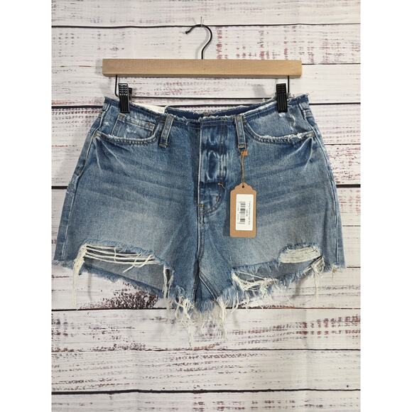 Flying Monkey NWT Distressed High Rise Cutoff Denim Short Women's Size 26 - Picture 1 of 4